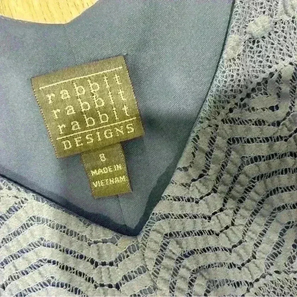 Rabbit Rabbit Rabbit Blue Lace Short Sleeve V Neck A Line Mini Dress Size 8 - Picture 2 of 7